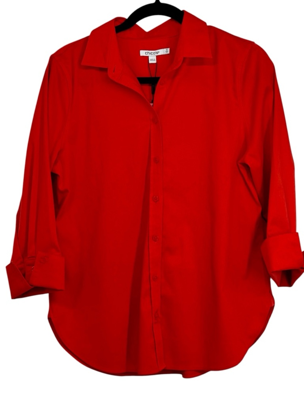 NWTS Chico’s 0 (Reg 4) Light Orange (Melon Mambo) No Iron 3/4 Sleeve BF Shirt